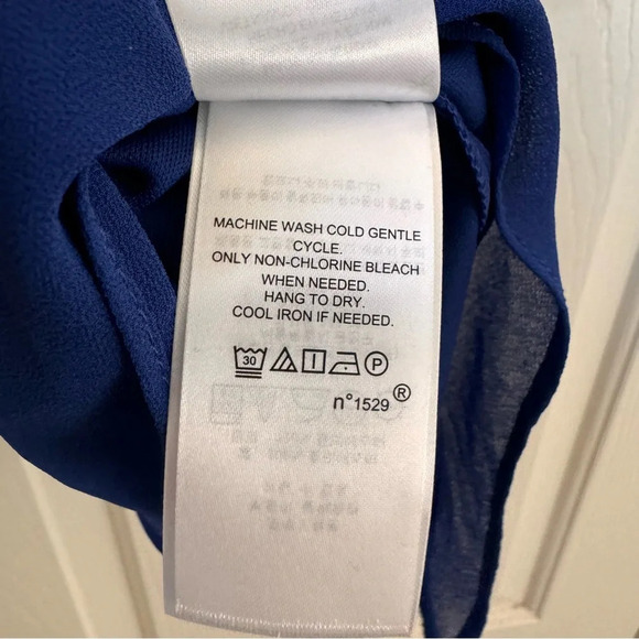 Ralph Lauren Black Label Chiffon Cape-Overlay mesh Jersey Dress sz 12 Large blue - Picture 7 of 15